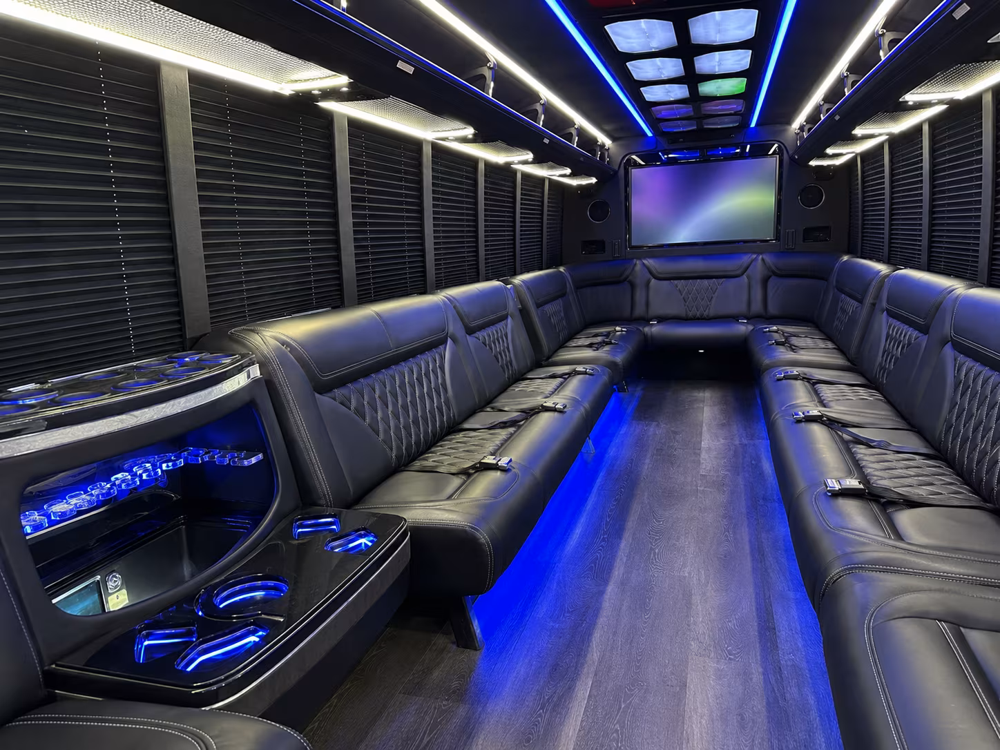 cherry hill 20 passenger party bus inside