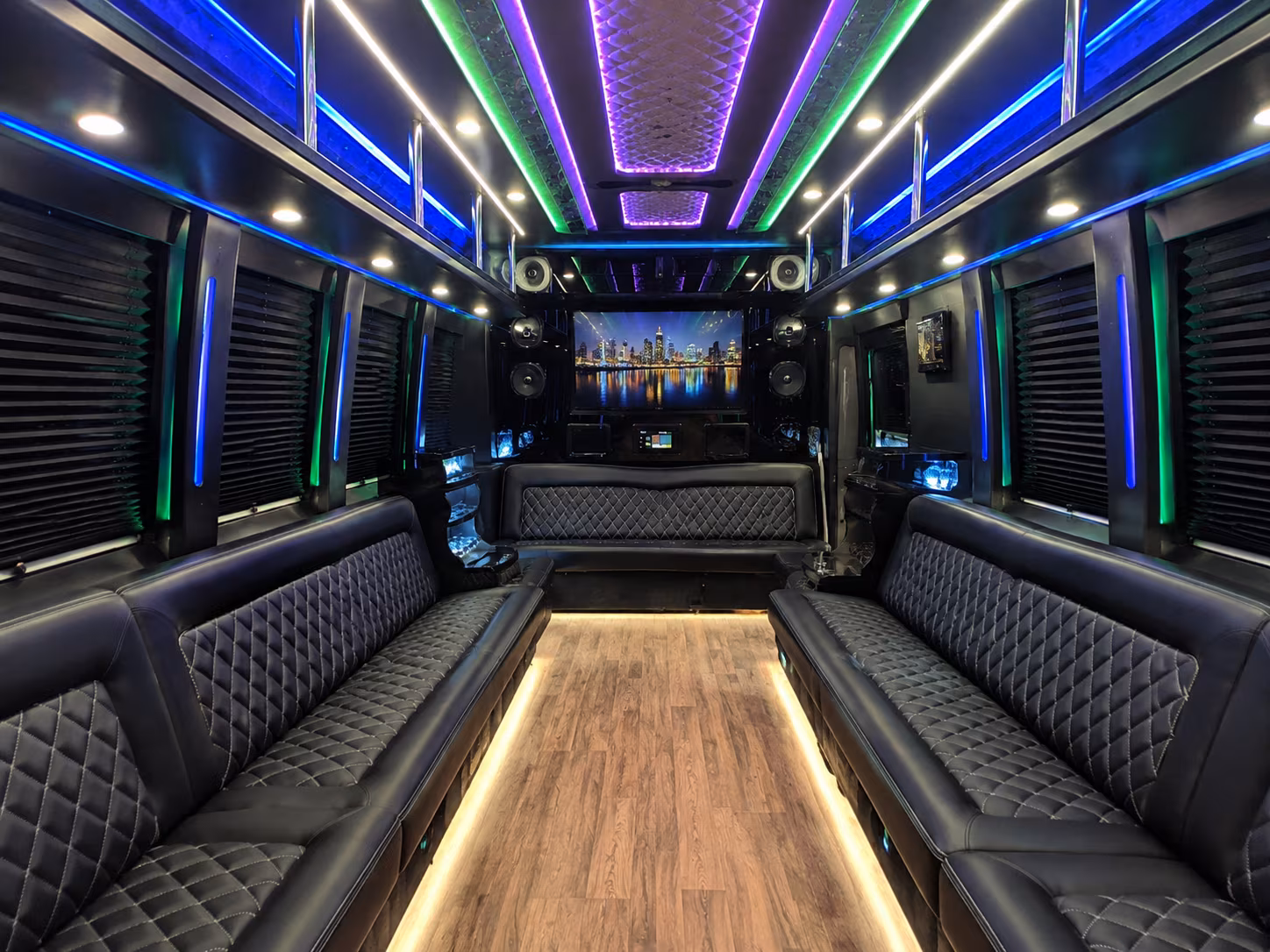 cherry hill 25 passenger party bus interior