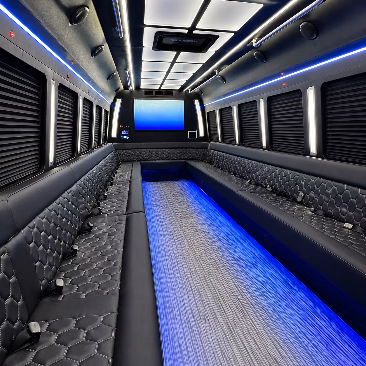 cherry hill 50 passenger party bus inside