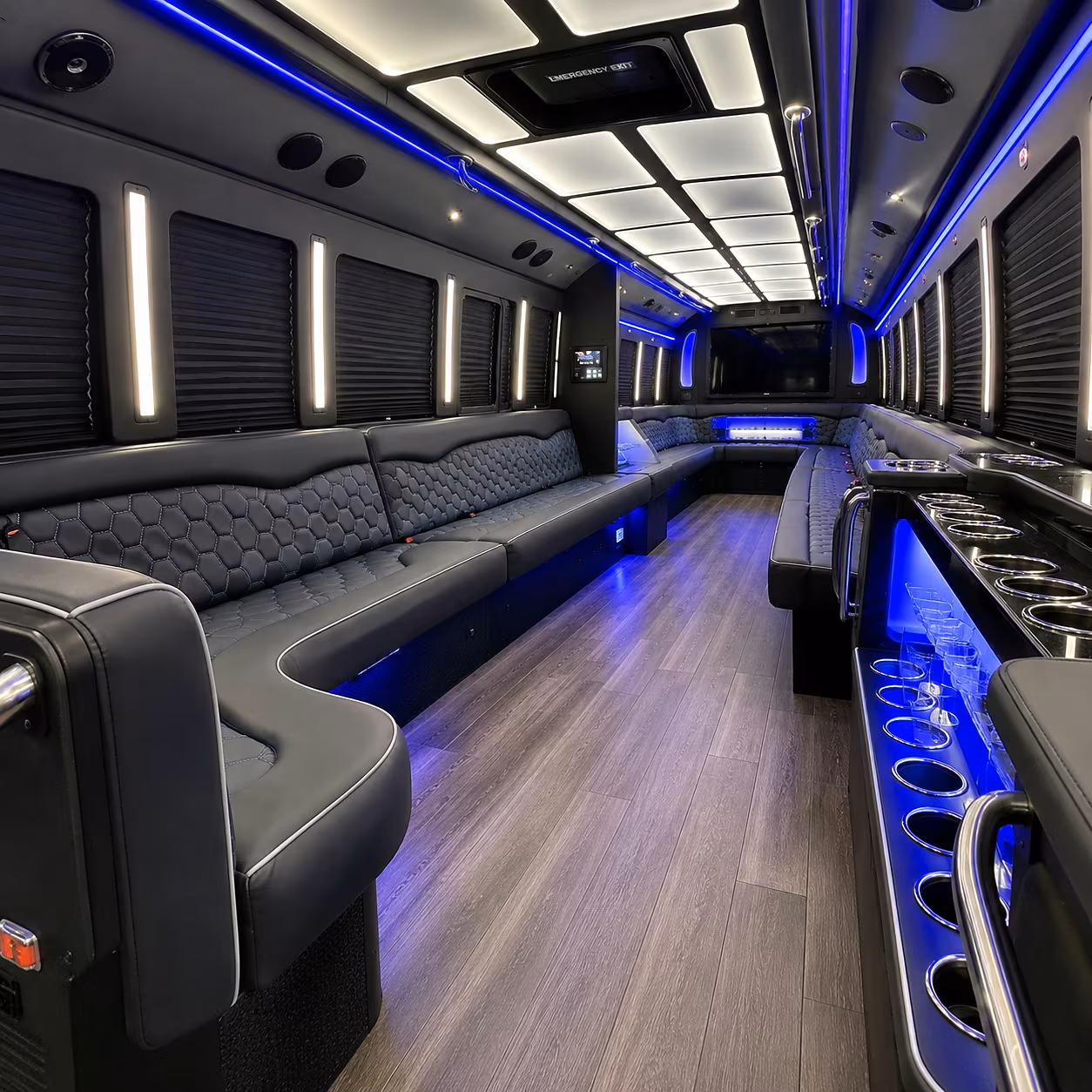 cherry hill party bus rental interior